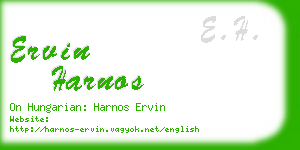 ervin harnos business card